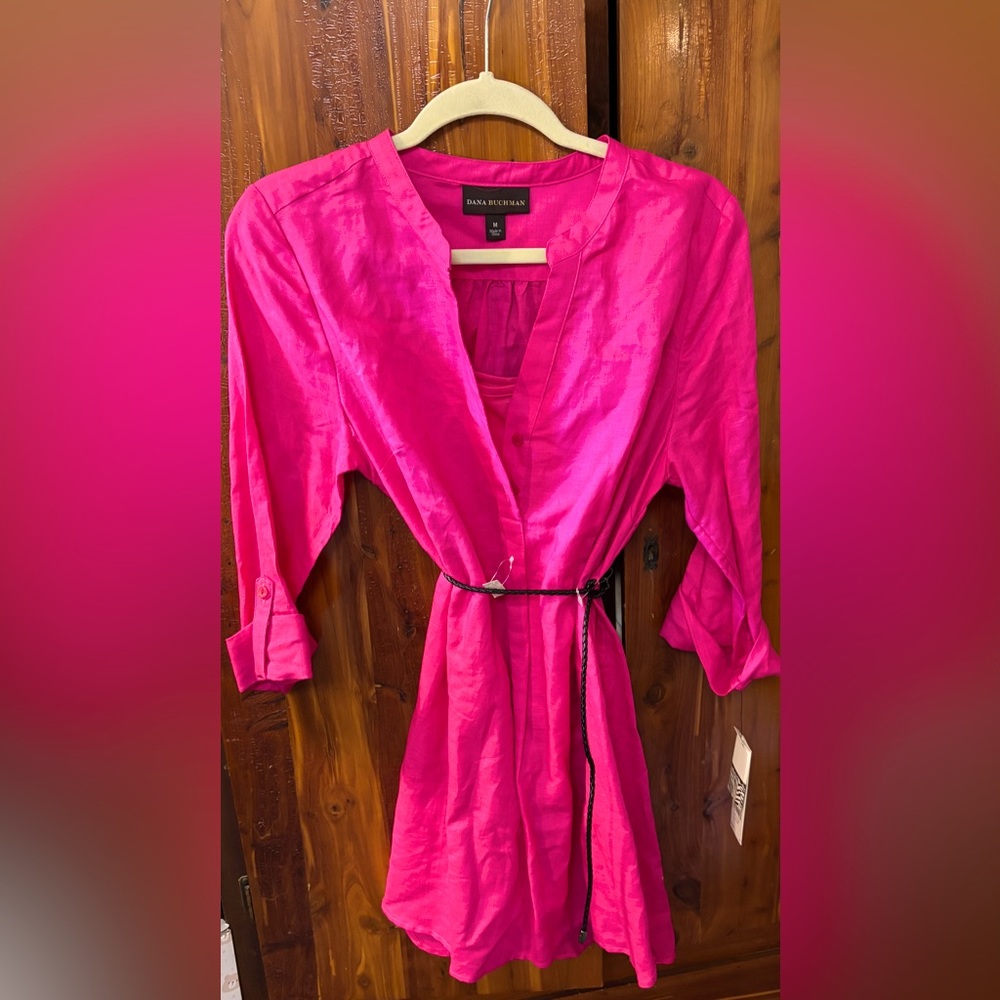 Dana Buchman Pink Linen Blend Tunic 2 for 1 with Belt
